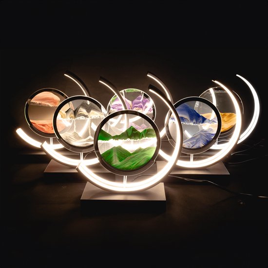 iStag® 3D-bewegliche Sandkunstlampe – 28 cm – Sandkunst aus Glas – Sanduhr – Sandkunst – Wohnzimmerdekoration – Schlafzimmer-Nachtlampe