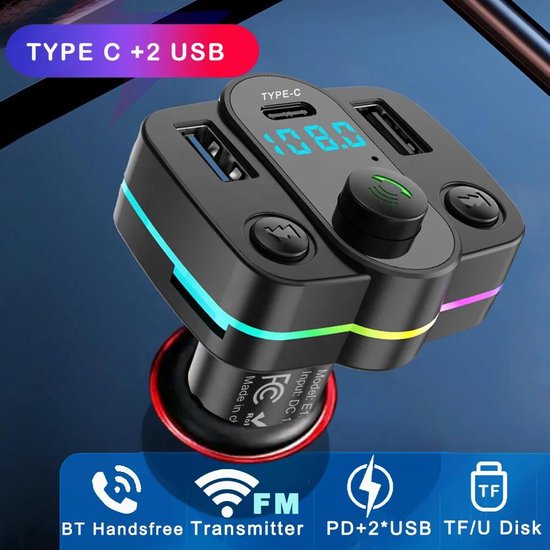 iStag® FM Bluetooth-Sender V1 – USB-C-Schnellladegerät – Freisprecheinrichtung – Autoladegerät – Kfz-Einbausatz – MP3