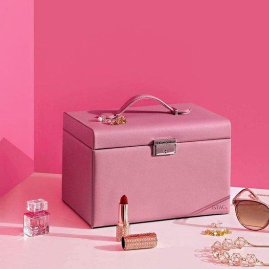 iStag beauty Sieradendoos voor Volwassenen Roze - Juwelendoos Meisjes - Sieradenbox Luxe - Kunstleer