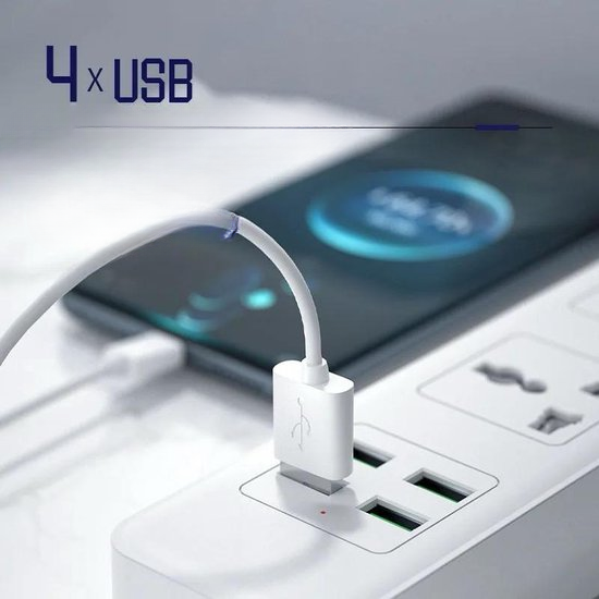 iStag Steckdosenleiste mit 4 USB-Anschlüssen – Schalter – 2 Meter lang – Schnellladung