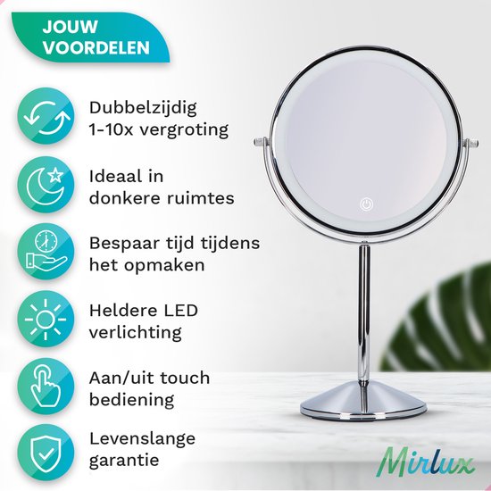 iStag Make Up Spiegel met LED Verlichting - 10x Vergroting – 3 Lichtstanden - Oplaadbaar - Rosé Goud