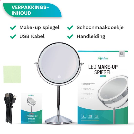 iStag Make Up Spiegel met LED Verlichting - 10x Vergroting – 3 Lichtstanden - Oplaadbaar - Rosé Goud