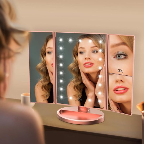 iStag LED make-up mirror with touch sensor with light - cosmetic mirror - Batteries USB 