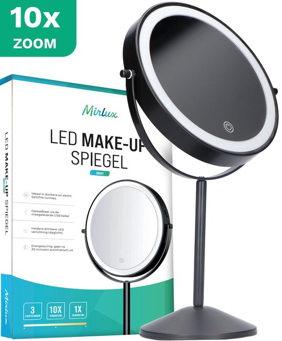 iStag Make Up Spiegel met LED Verlichting - 10x Vergroting – 3 Lichtstanden - Oplaadbaar - Rosé Goud