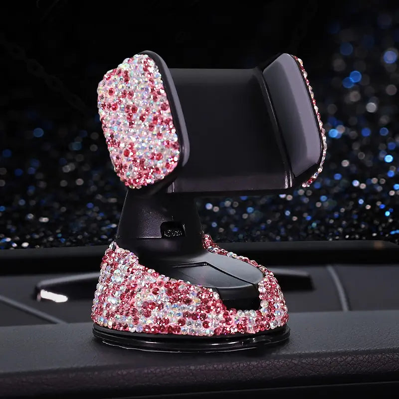 Diamond Bling Car Cell Phone Holder Girl Rhinestone Crystal Mount Universal Fit Mobile Holder Car - For Women