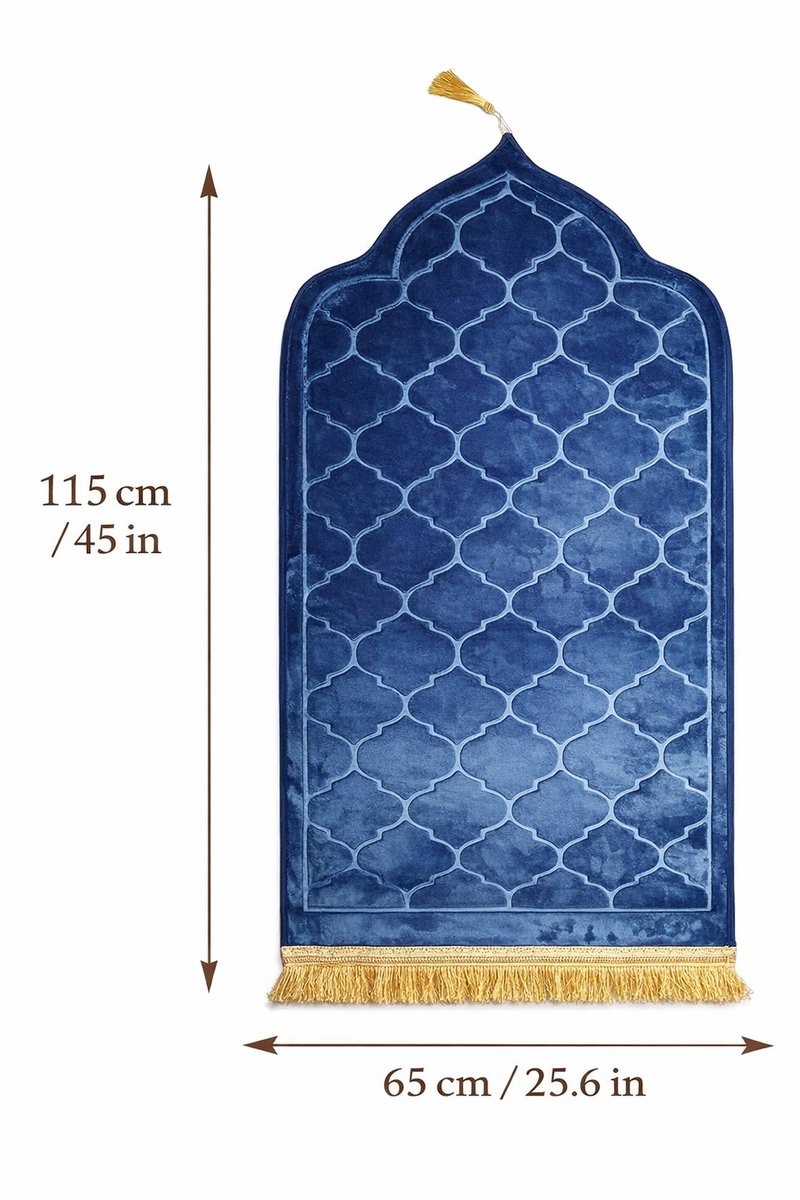 Islamitische Gebedsmat Blauw – Zacht & Comfortabel Antislip Gebedskleed (115×65 cm)