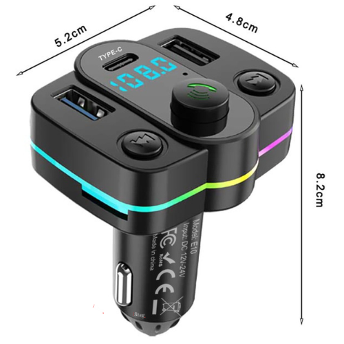 iStag® FM Bluetooth-Sender V1 – USB-C-Schnellladegerät – Freisprecheinrichtung – Autoladegerät – Kfz-Einbausatz – MP3