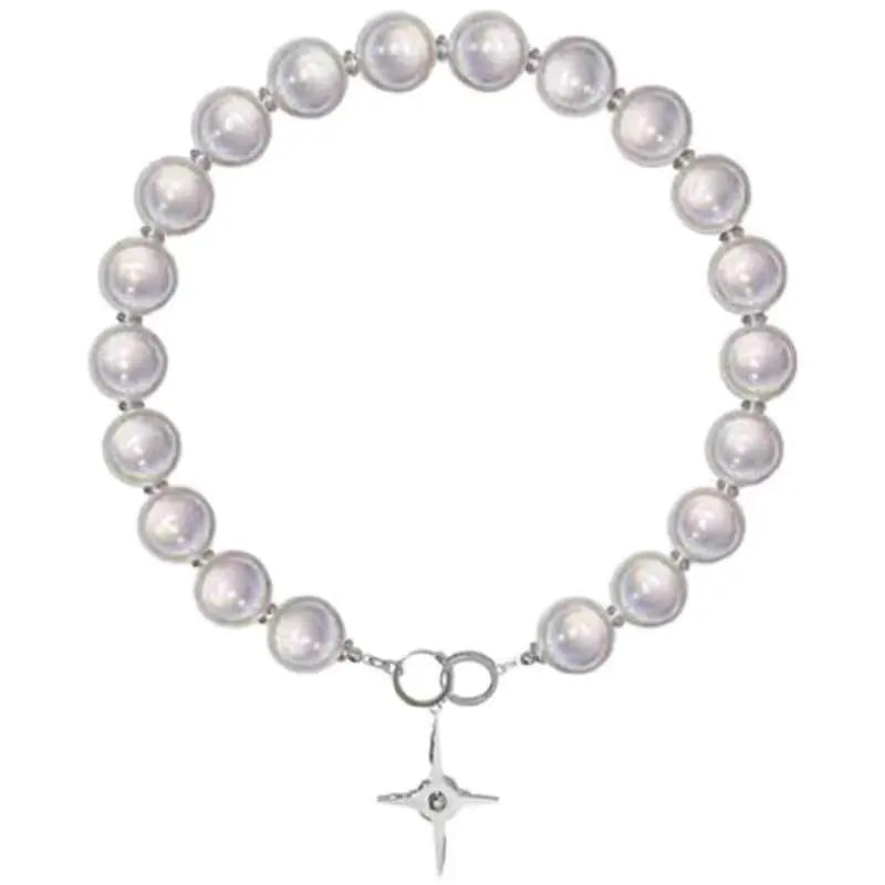 Luminous pearl beads cross necklace