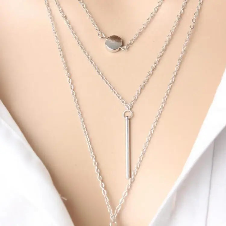 New Fashion Holiday Seaside Resort Beach Crystal Jewelry Ecg Triangle Water Drop Multilayer Leaves Star Moon Chains Necklace