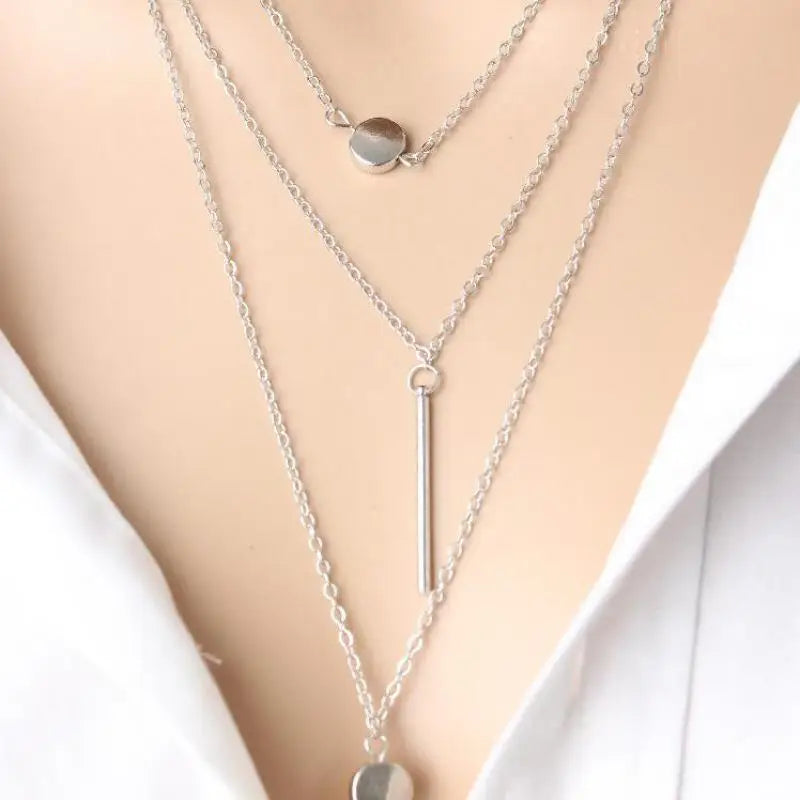 New Fashion Holiday Seaside Resort Beach Crystal Jewelry ECG Triangle Water Drop Multilayer Leaves Star Moon Chains Necklace