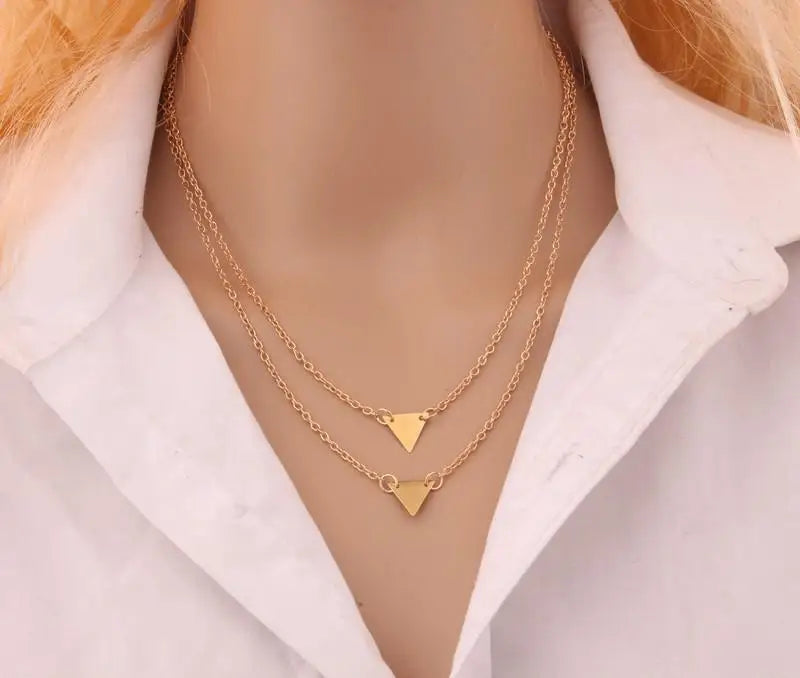 New Fashion Holiday Seaside Resort Beach Crystal Jewelry Ecg Triangle Water Drop Multilayer Leaves Star Moon Chains Necklace