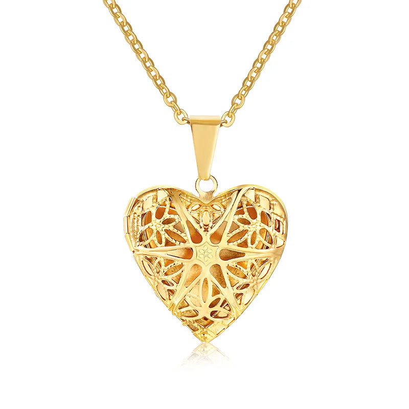 Trendy Stainless Steel Heart Locket Necklace for Women Girls, Can Be Opened Reliquary Pendant,with Family BFF Collar Jewelry