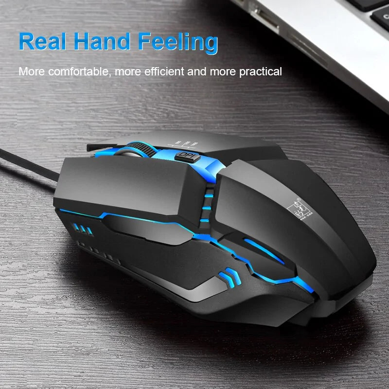 Gaming mouse with 1200DPI and RGB lighting - computer &amp; laptop - LED ergonomic mouse