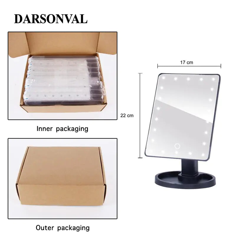 Make-up Mirror with LED lighting - Ring Tray - 16 Light Points