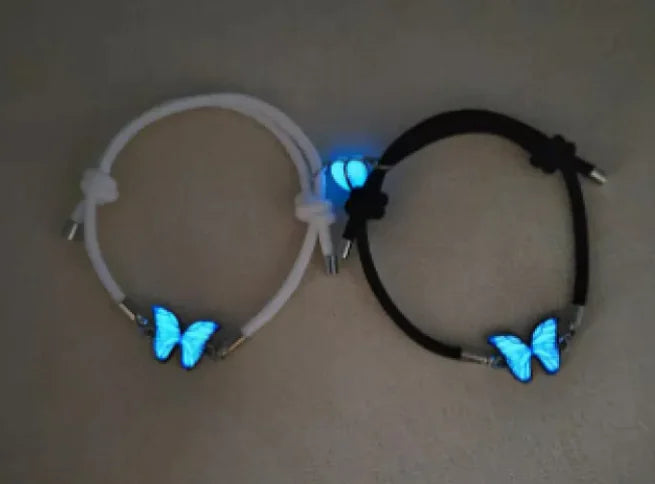 2 Piece Pair - Glow In The Dark - Butterfly Bracelet