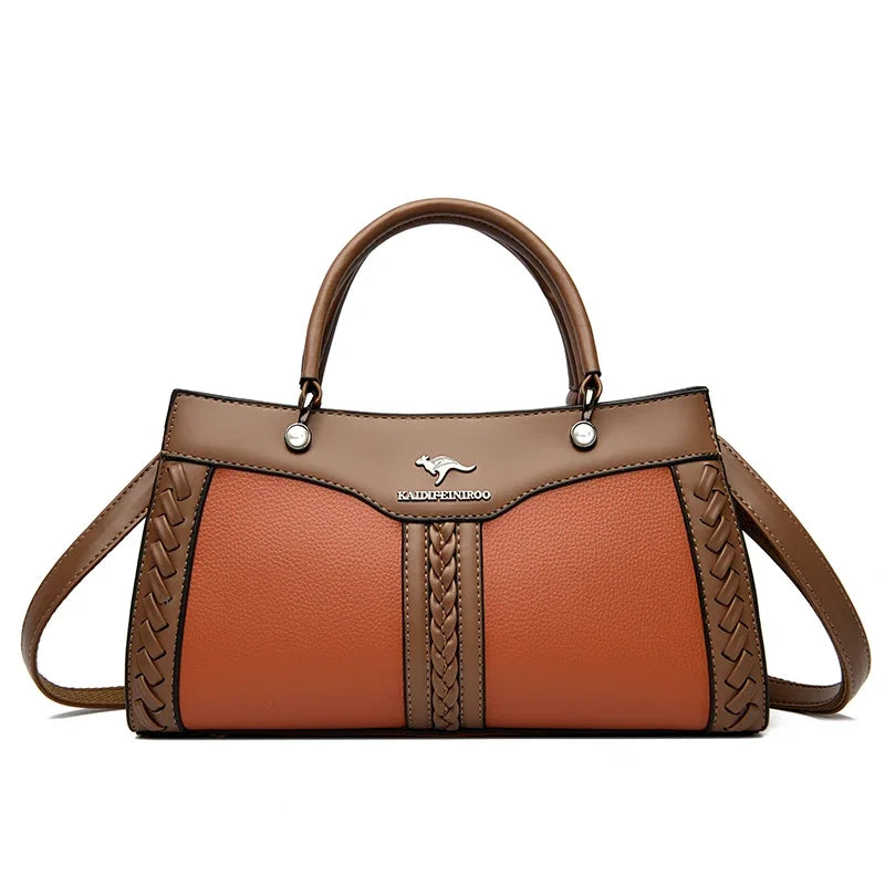 Luxe Designer Dameshandtas – Gelaagde Schoudertas & Crossbody van Zacht Leer (2025 Trend)