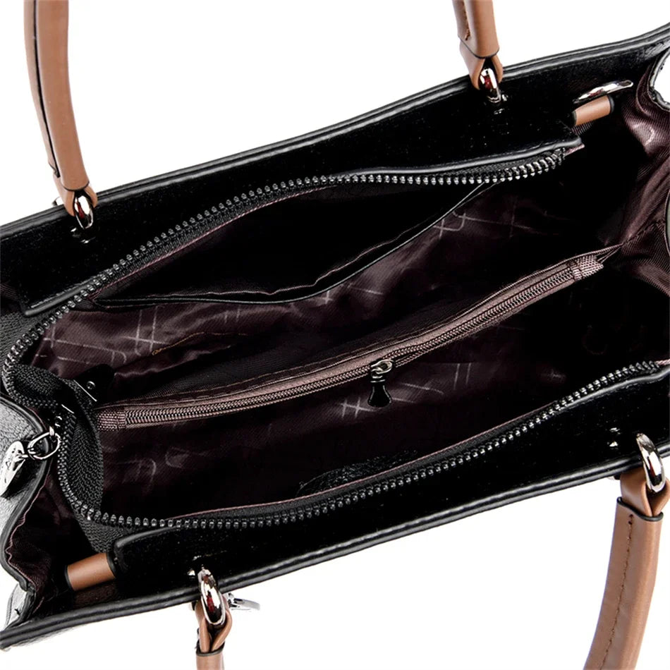 Luxe Designer Dameshandtas – Gelaagde Schoudertas & Crossbody van Zacht Leer (2025 Trend)