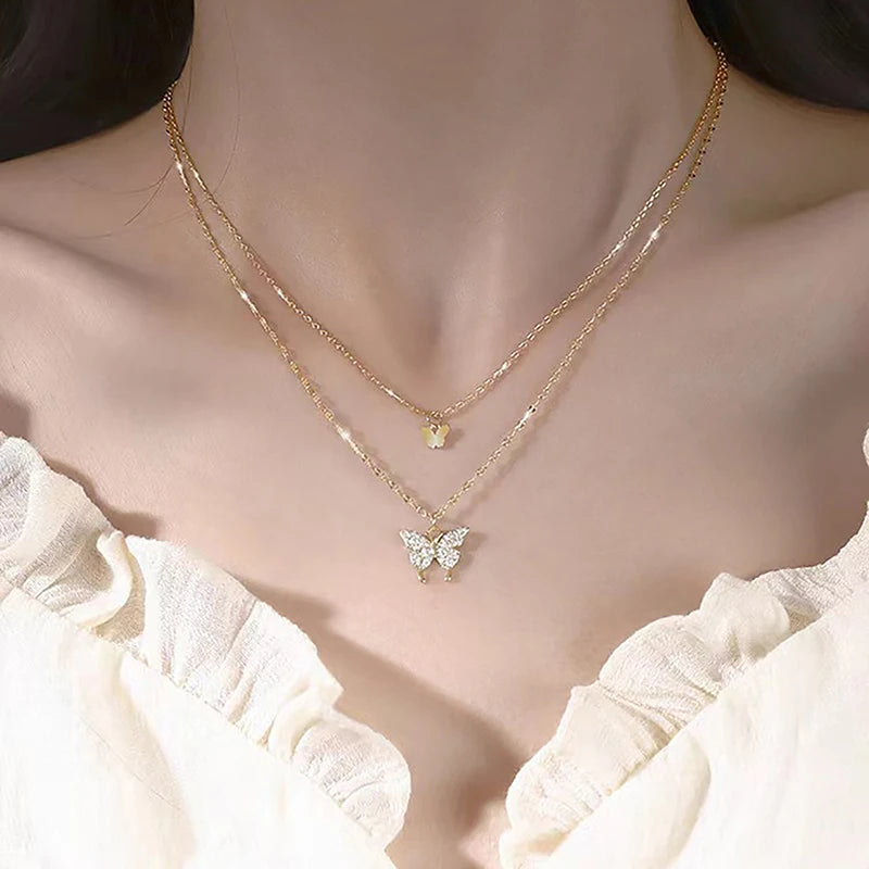 hals ketting vlinder voor dames - sieraden voor vrouwen - zilver/goud