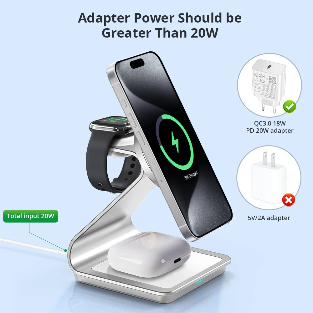 Magnetic wireless charging station