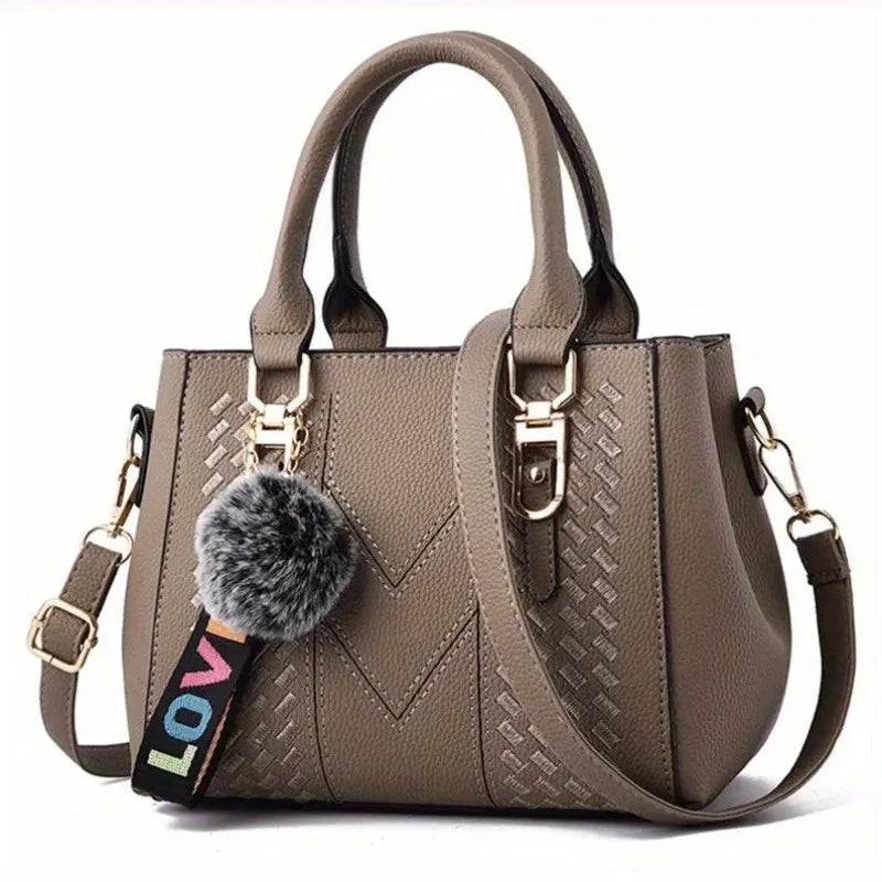 Stijlvolle Dames Schoudertas met Borduursel en Sleutelhanger – 2026 Trendy tas