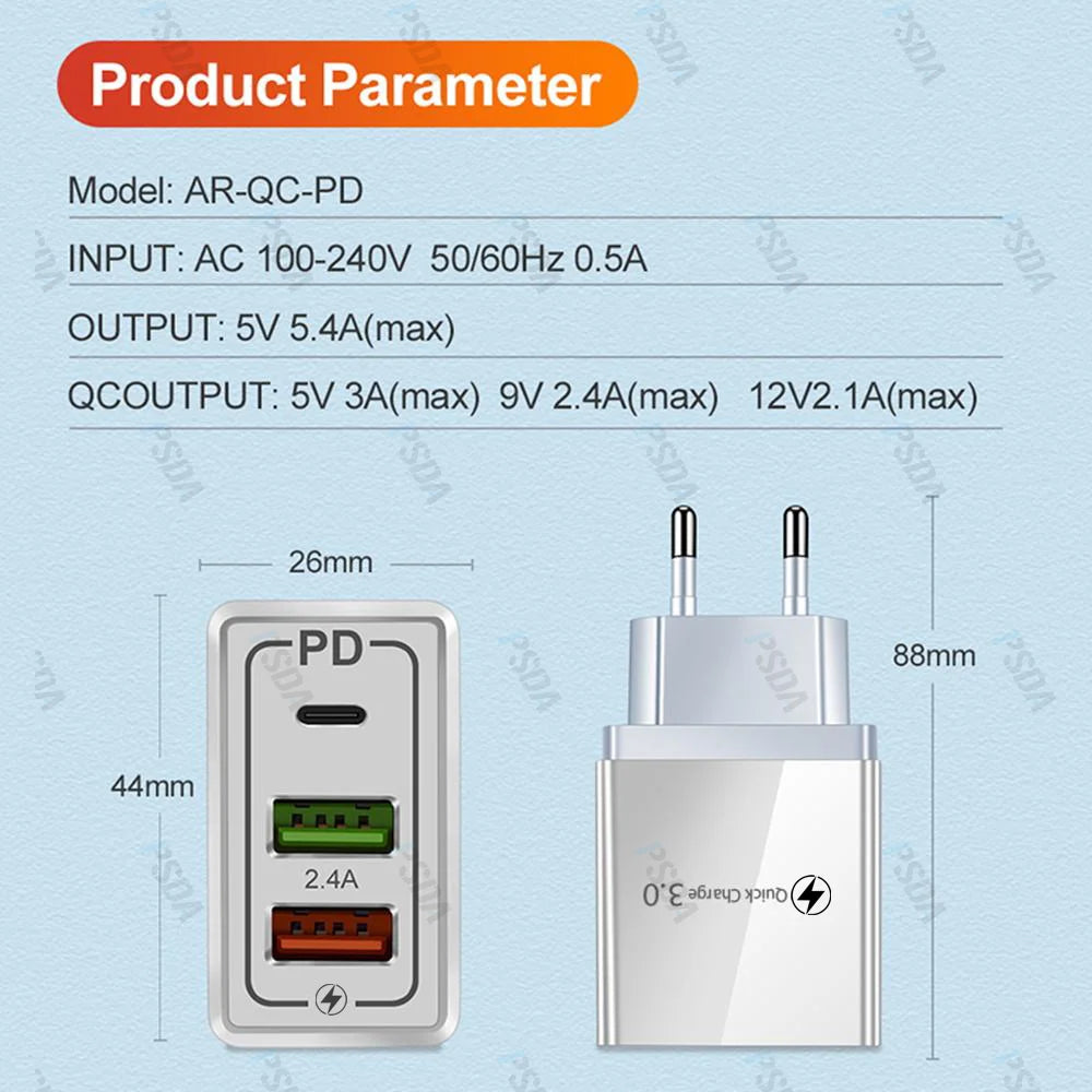 3D Avatar Cartoon DIY USB Charger Quick Charge PD3.0 Fast Charger For iPhone 14 Pro Max X 45W Quick Charge 3.0 FCP SCP