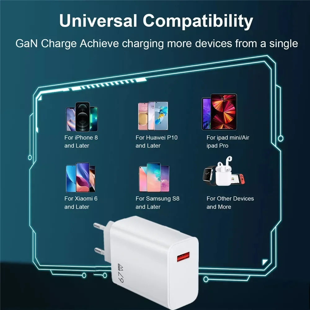 6A Type C Cable For Xiaomi 67W USB Super Fast Charger Phone Power Adapter For Mi 12 11 POCO X5 X4 Pro Redmi Note9 10 11 Charging