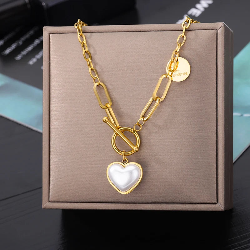 316L Stainless Steel Multilayer Heart Necklace For Women Girls Goth Gold Color Clavicle Chain Charm Choker Jewelry Birthday Gift