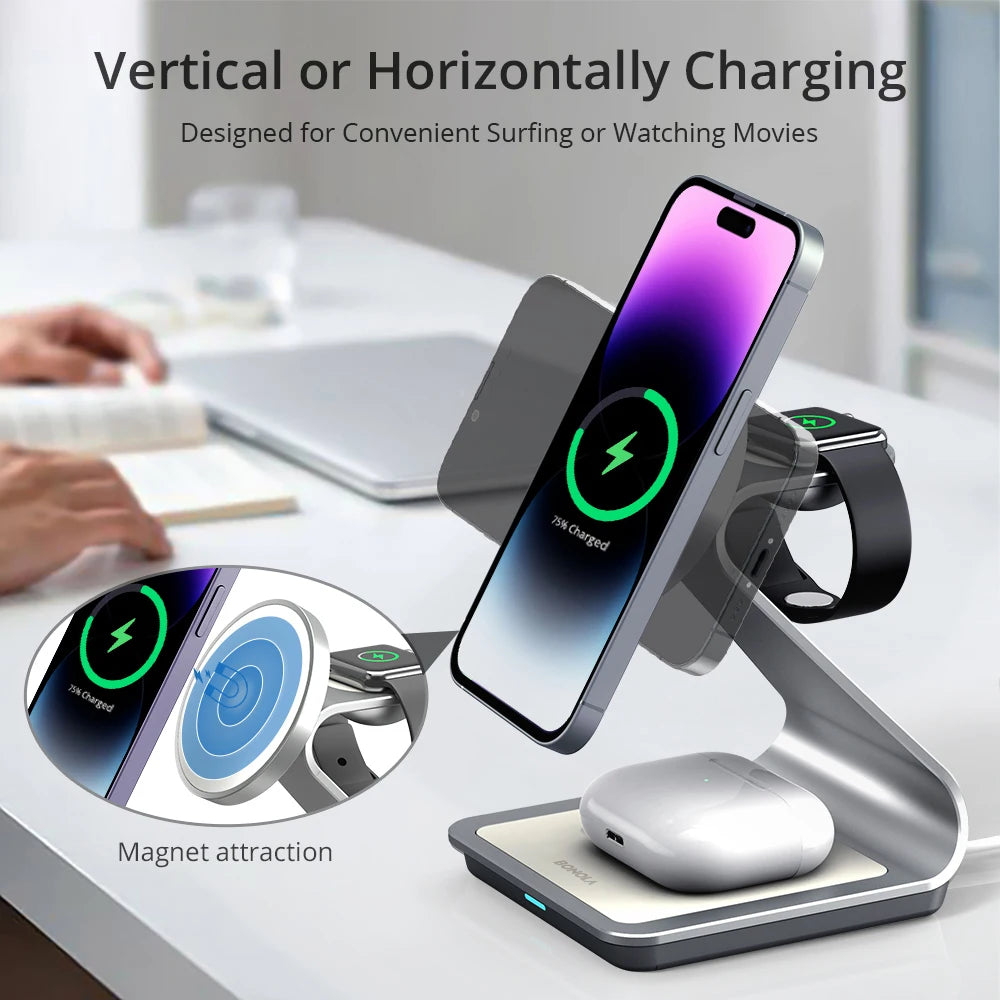 Magnetic wireless charging station