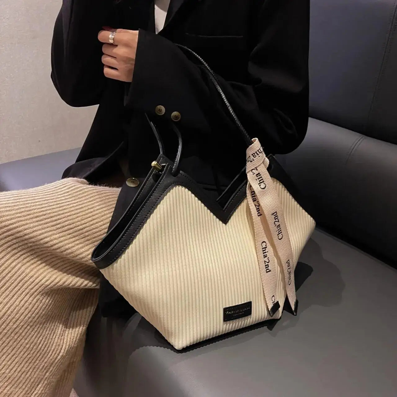 Koreaanse Stijl Grote Dames Tas – Canvas Schoudertas / Shopper