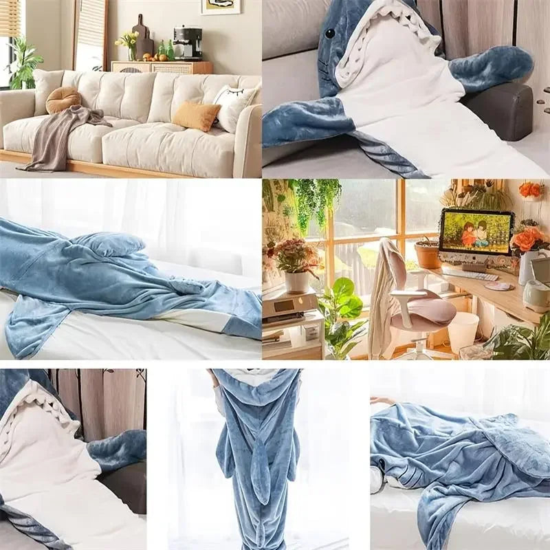 iStag® New Shark Blanket For Adults - Wearable Winter Warm Blanket - Hooded - Sleepover Sleeping Bag 