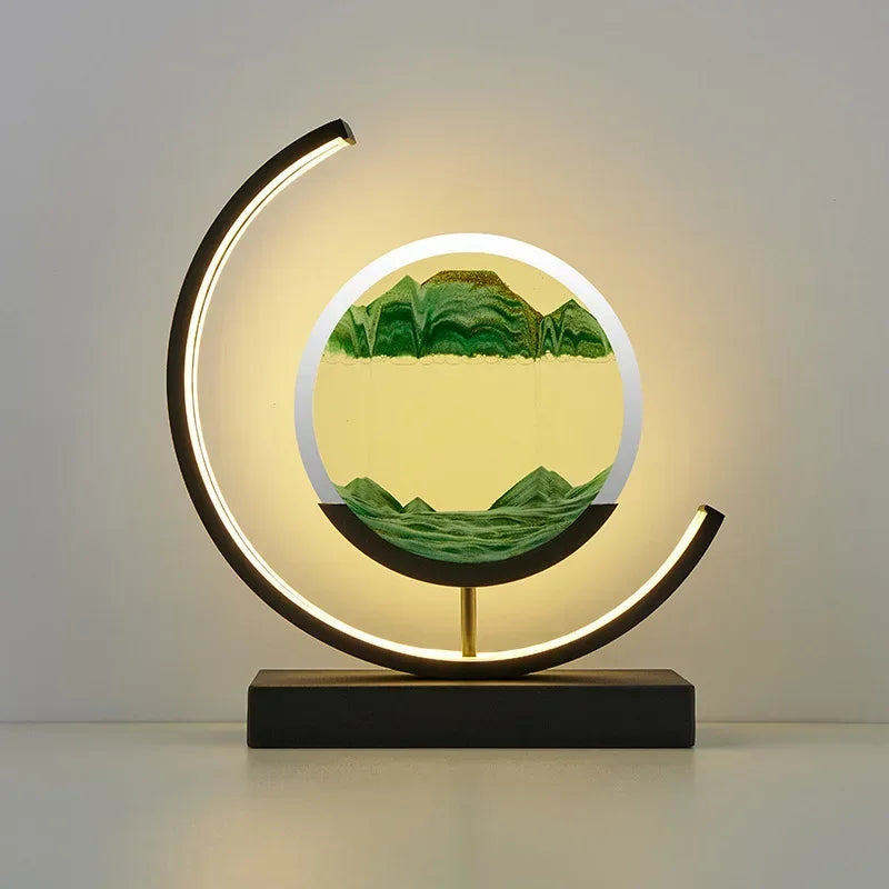 iStag® 3D Bewegende Zandkunst Lamp - 28cm - Zandkunst In Glas - Zandloper - Sand Art - Decoratie Woonkamer - Nachtlamp Slaapkamer