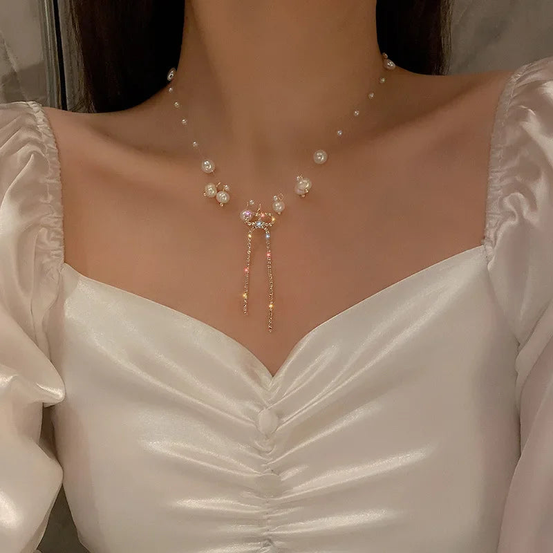 Neue Perlen Damen Halskette Kpop Perlen Choker Halskette Gold Farbe Goth Chocker Schmuck Am Hals Anhänger 2022 Kragen für Mädchen