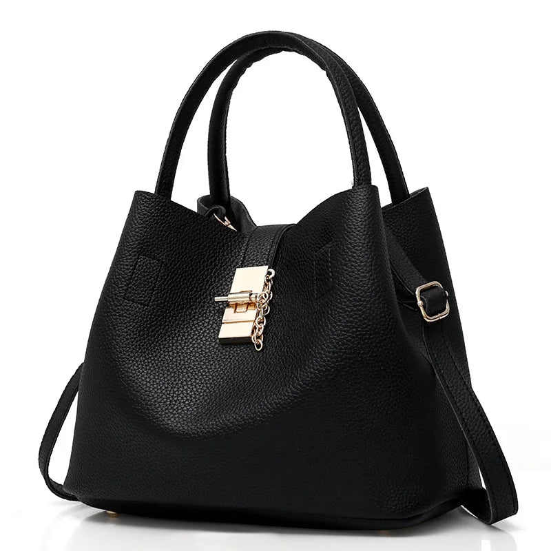 Dames Schoudertas – Grote Capaciteit PU Handtas met Lychee-patroon en Kruisbody-optie