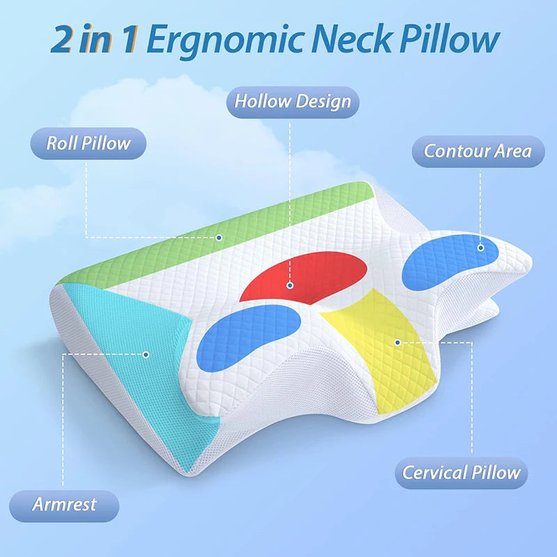 iStag® Orthopedic Neck Pain Pillow - 2 In 1 Ergonomic Contour Orthopedic Pillow - For Neck Pain, Contoured Support Pillows, Neck Pillow