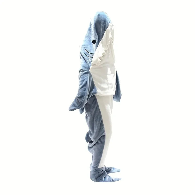 iStag® New Shark Blanket For Adults - Wearable Winter Warm Blanket - Hooded - Sleepover Sleeping Bag 