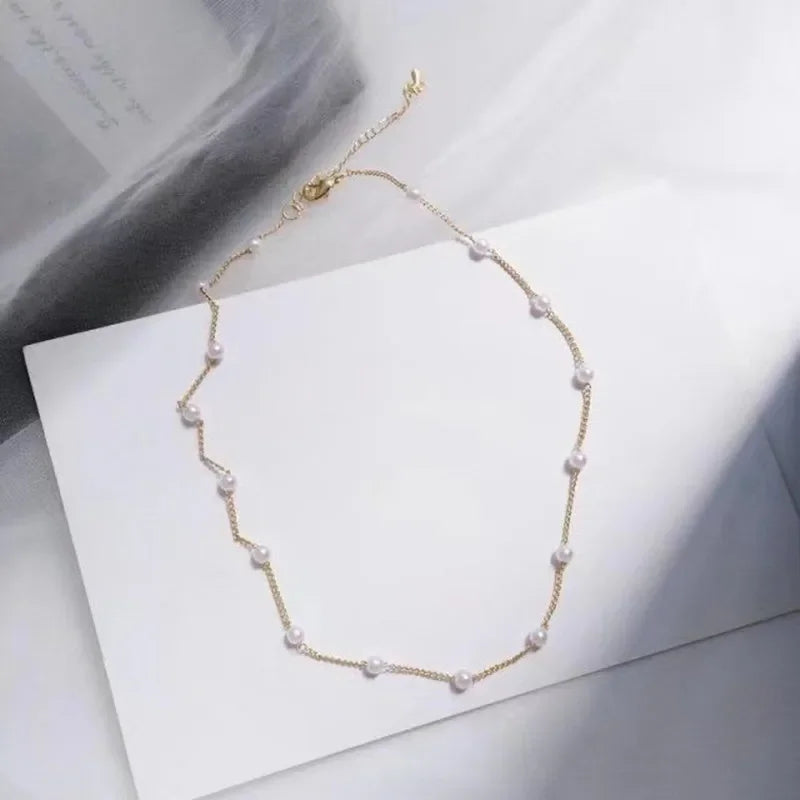 Neue Perlen Damen Halskette Kpop Perlen Choker Halskette Gold Farbe Goth Chocker Schmuck Am Hals Anhänger 2022 Kragen für Mädchen