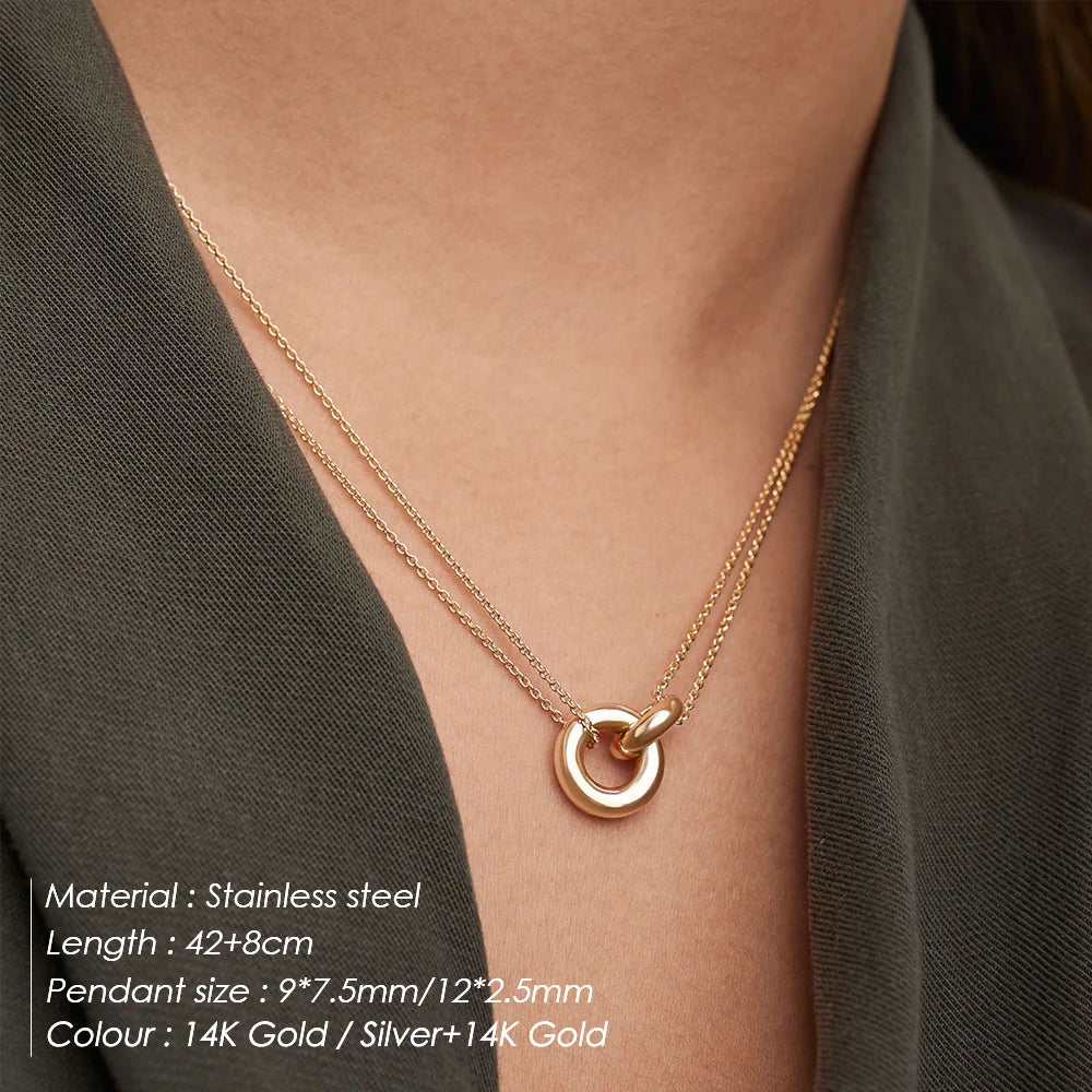 Dubbele Ketting met Cirkel & Staaf