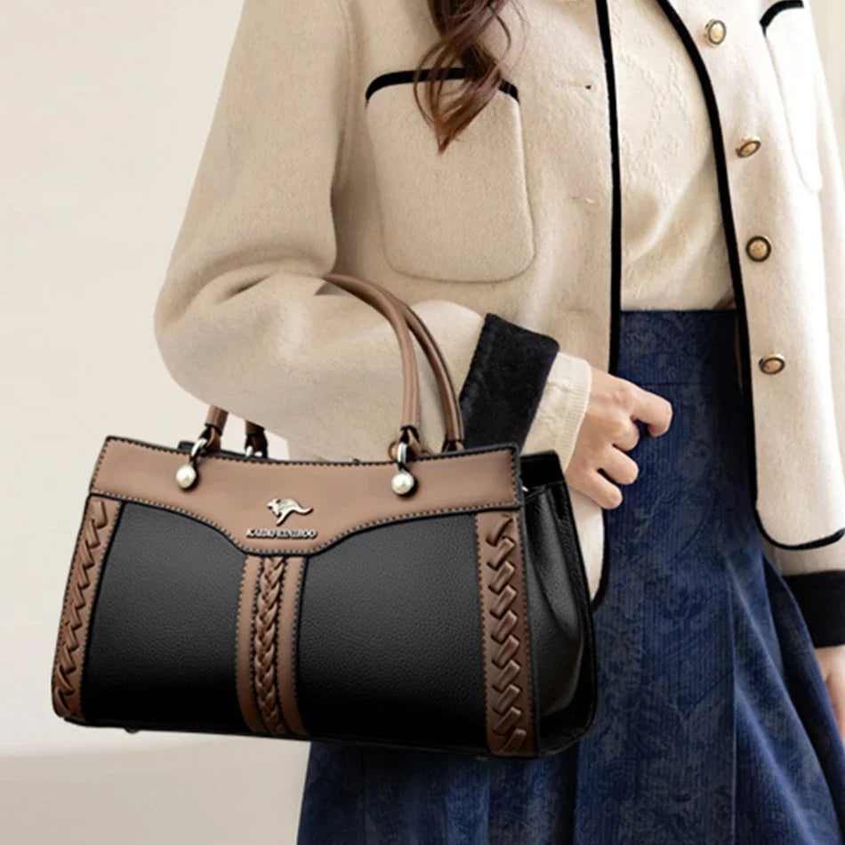 Luxe Designer Dameshandtas – Gelaagde Schoudertas & Crossbody van Zacht Leer (2025 Trend)