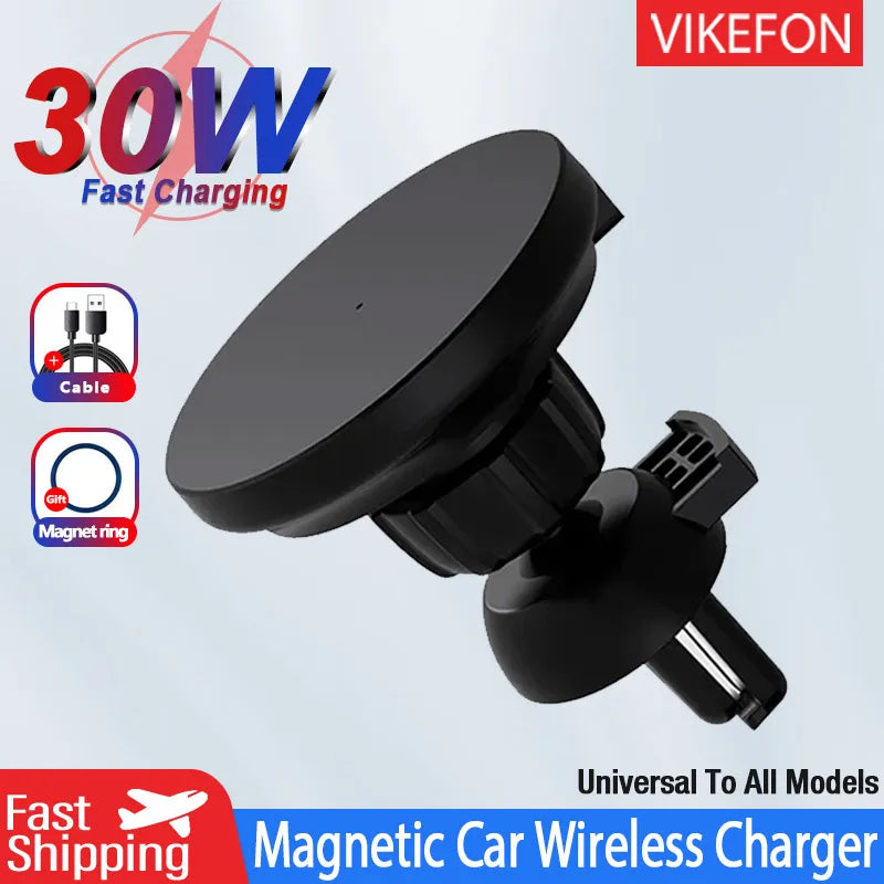 30W Magnetic Car Wireless Charger Suitable for iPhone 12 13 14 15 Pro Max Mini Air Vent Car Phone Holder Stand Fast Car Charging