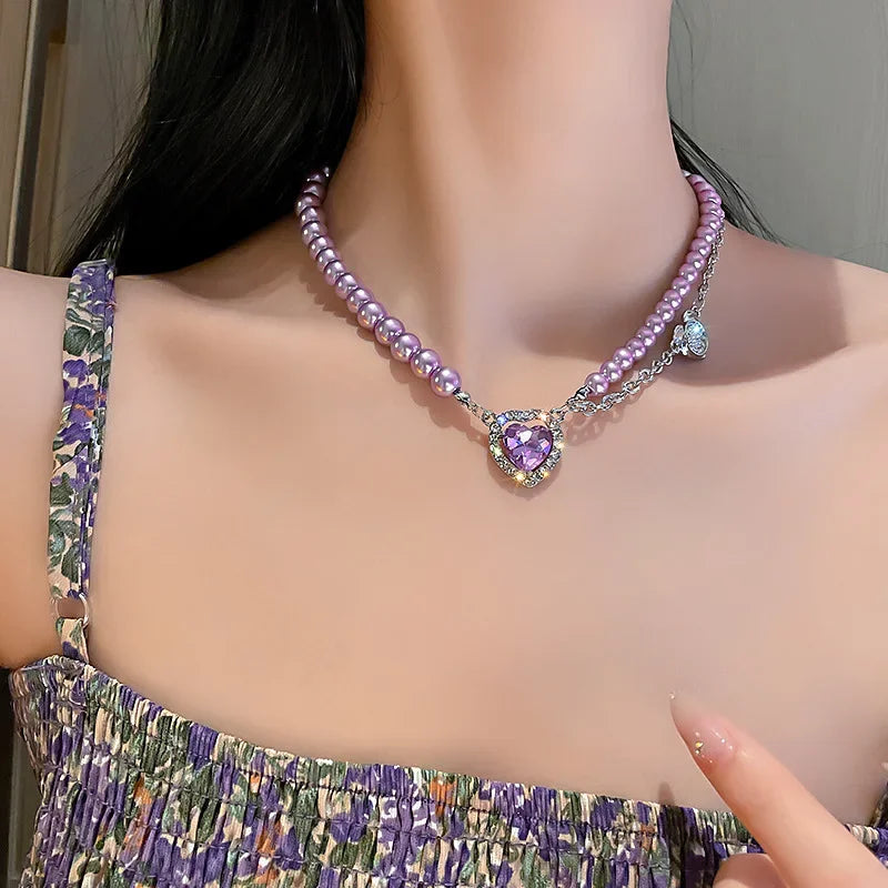 Neue Perlen Damen Halskette Kpop Perlen Choker Halskette Gold Farbe Goth Chocker Schmuck Am Hals Anhänger 2022 Kragen für Mädchen