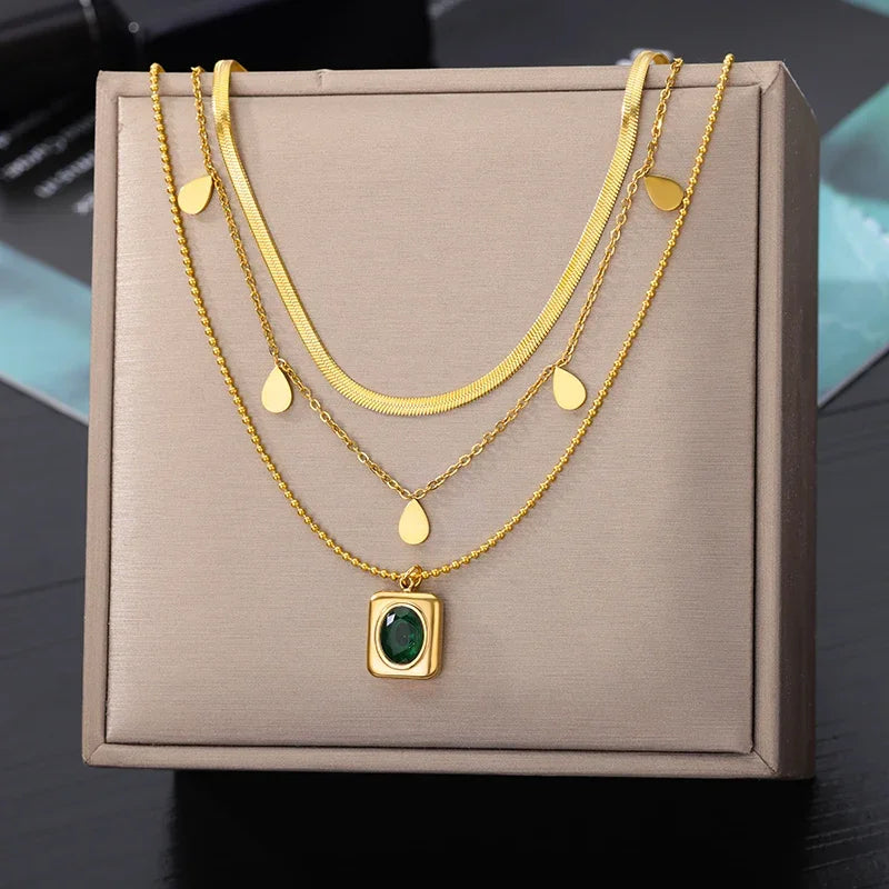 316L Edelstahl Multilayer Herz Halskette Für Frauen Mädchen Goth Gold Farbe Schlüsselbein Kette Charm Choker Schmuck Geburtstag Geschenk