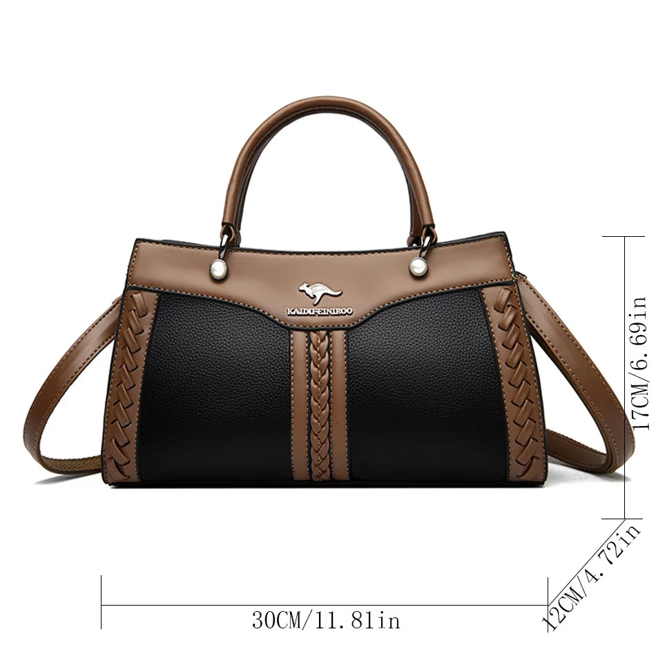 Luxe Designer Dameshandtas – Gelaagde Schoudertas & Crossbody van Zacht Leer (2025 Trend)