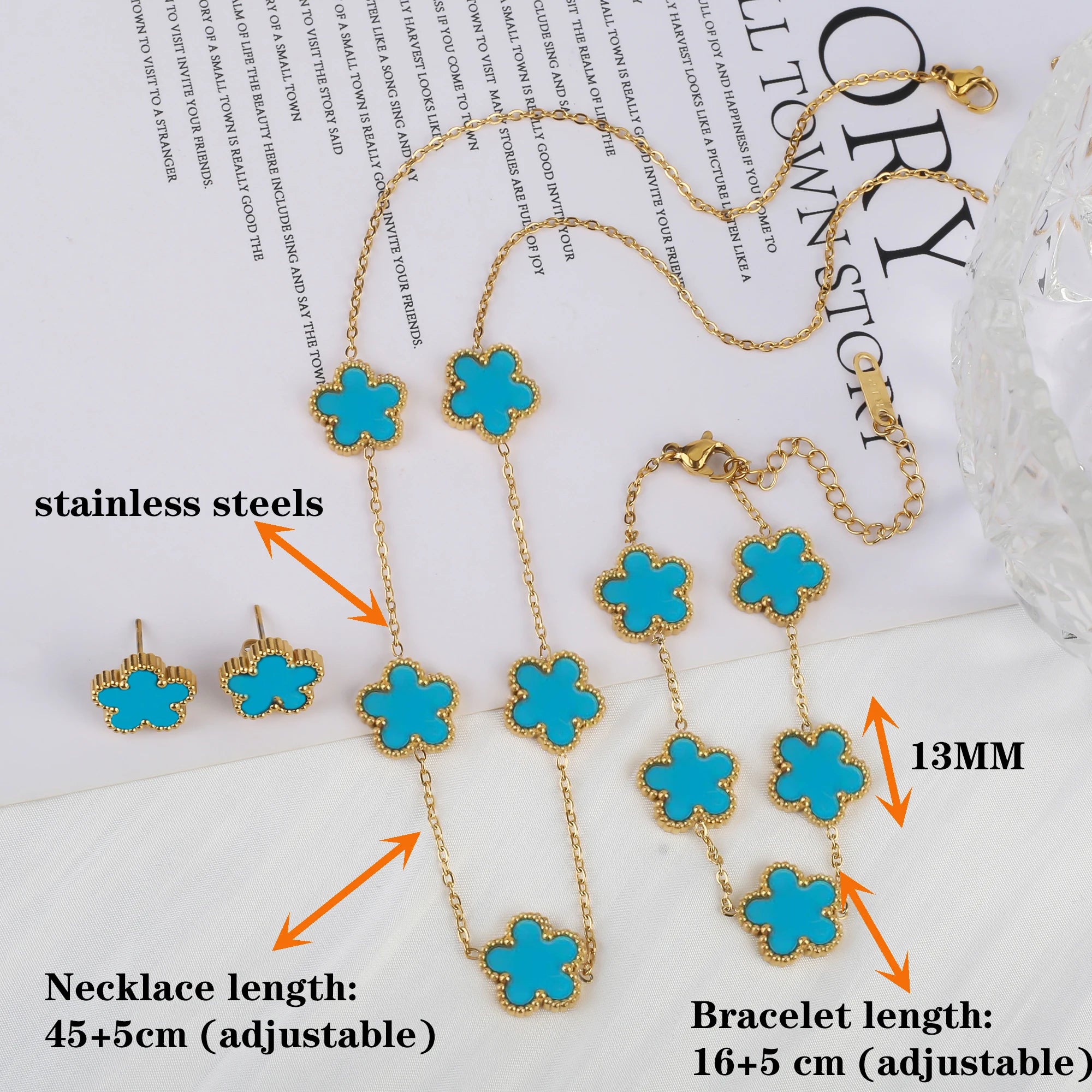 Classic Luxury Stainless Steel Bracelet Ladies Adjustable Five Flower Bracelets for Women New Fashion Party Jewelry Gifts Clover