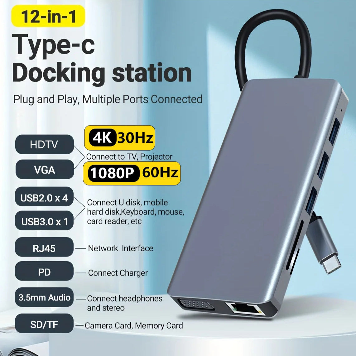 Dual monitor docking station