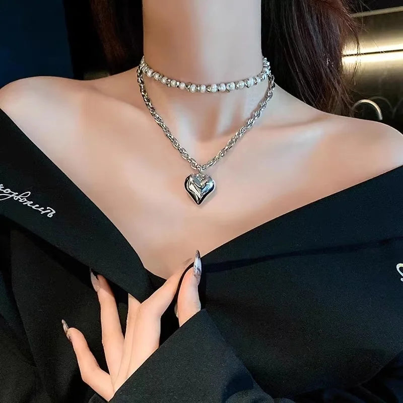 New Baroque Pearl Choker Necklace For Women Luxury Wedding Party Triple-layer Beaded Necklace Torques Ladies Trendy Jewelry Gift