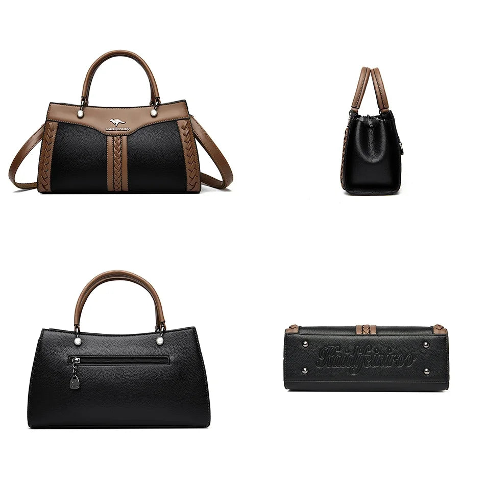 Luxe Designer Dameshandtas – Gelaagde Schoudertas & Crossbody van Zacht Leer (2025 Trend)