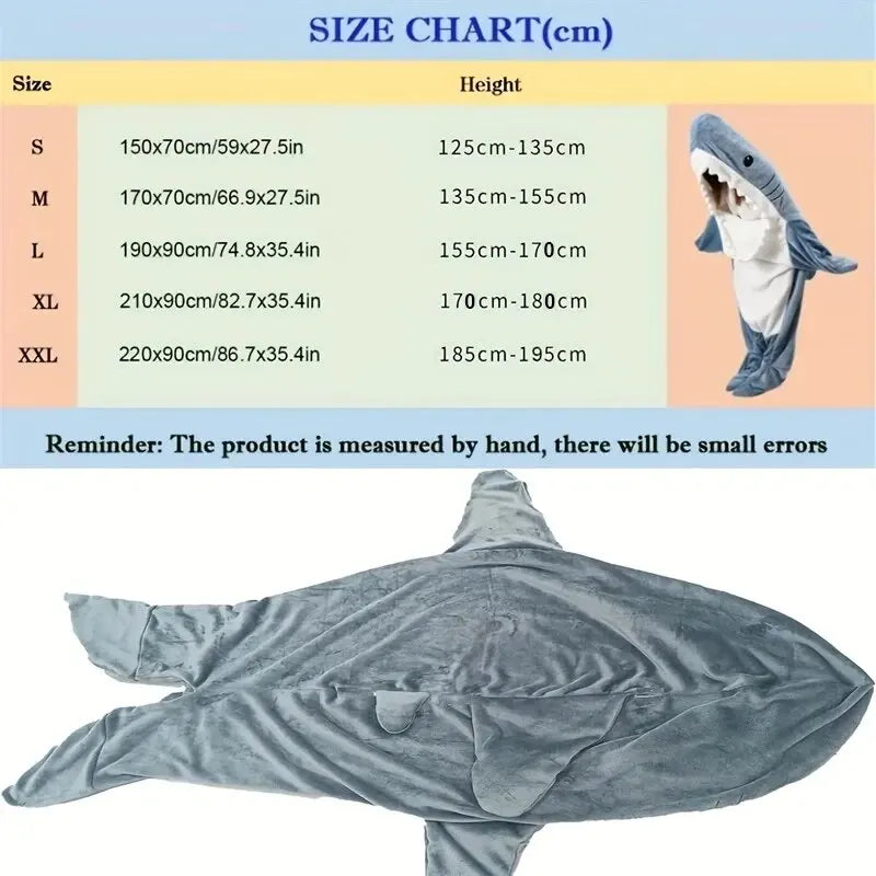 iStag® New Shark Blanket For Adults - Wearable Winter Warm Blanket - Hooded - Sleepover Sleeping Bag 