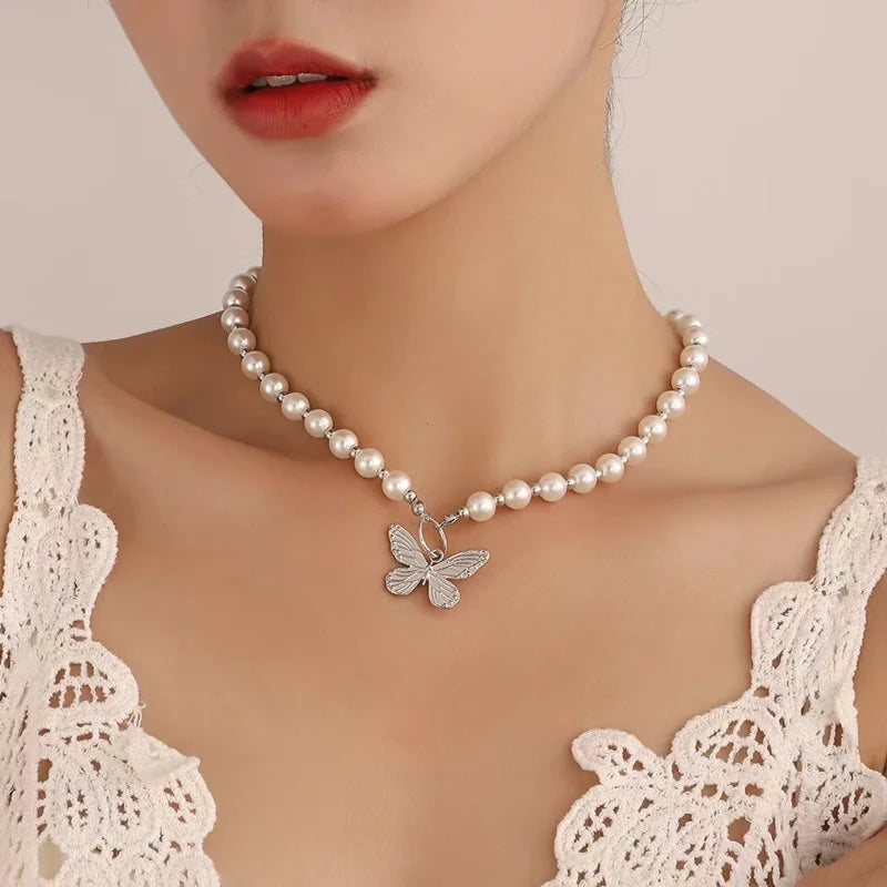 New Baroque Pearl Choker Necklace For Women Luxury Wedding Party Triple-layer Beaded Necklace Torques Ladies Trendy Jewelry Gift