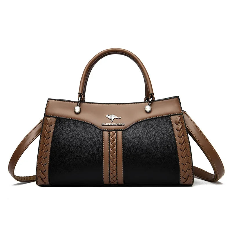 Luxe Designer Dameshandtas – Gelaagde Schoudertas & Crossbody van Zacht Leer (2025 Trend)