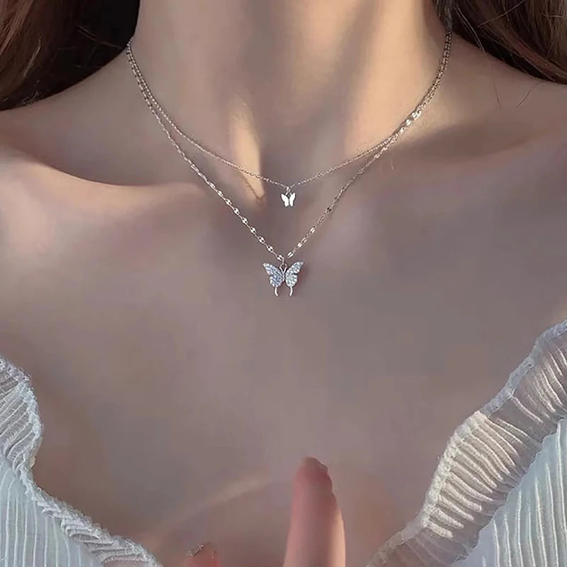 hals ketting vlinder voor dames - sieraden voor vrouwen - zilver/goud